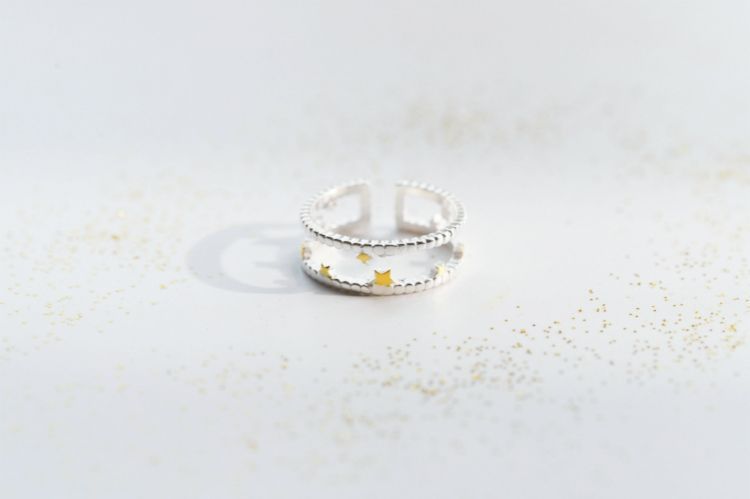 Silver Sterling Layered Star Ring Open