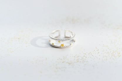 Silver Sterling Layered Star Ring Open