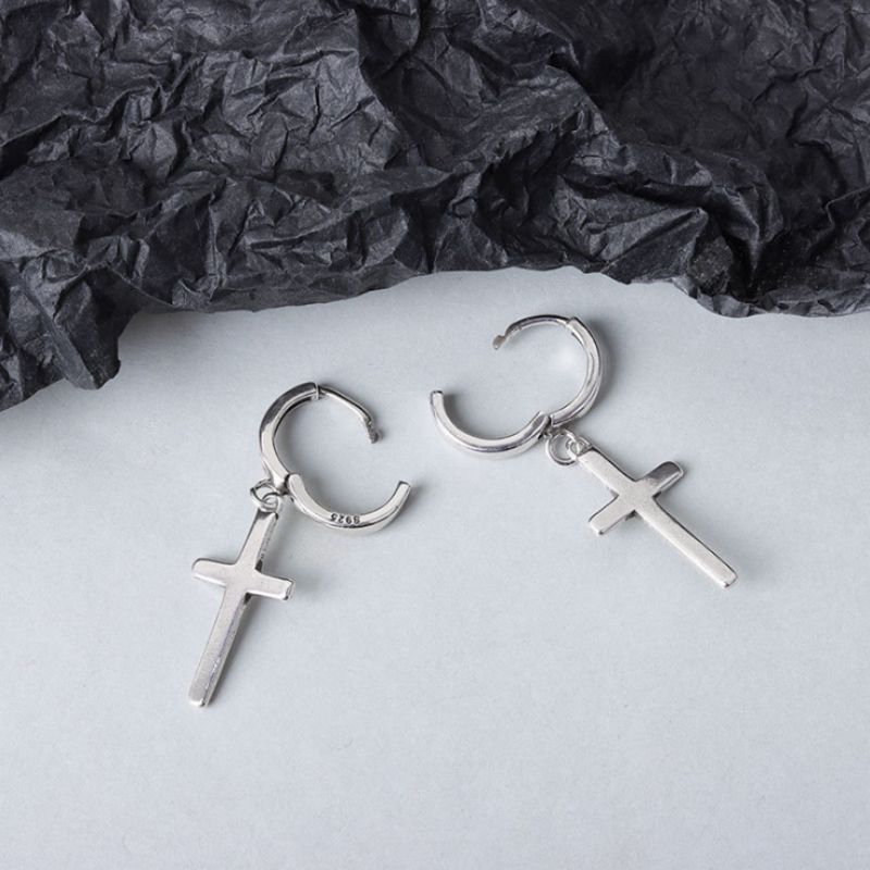 Dangle Cross Earring Sterling Silver