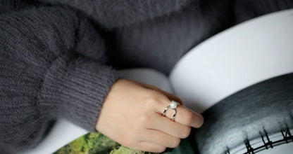 Pearl Open Silver Faux Ring Layered Sterling