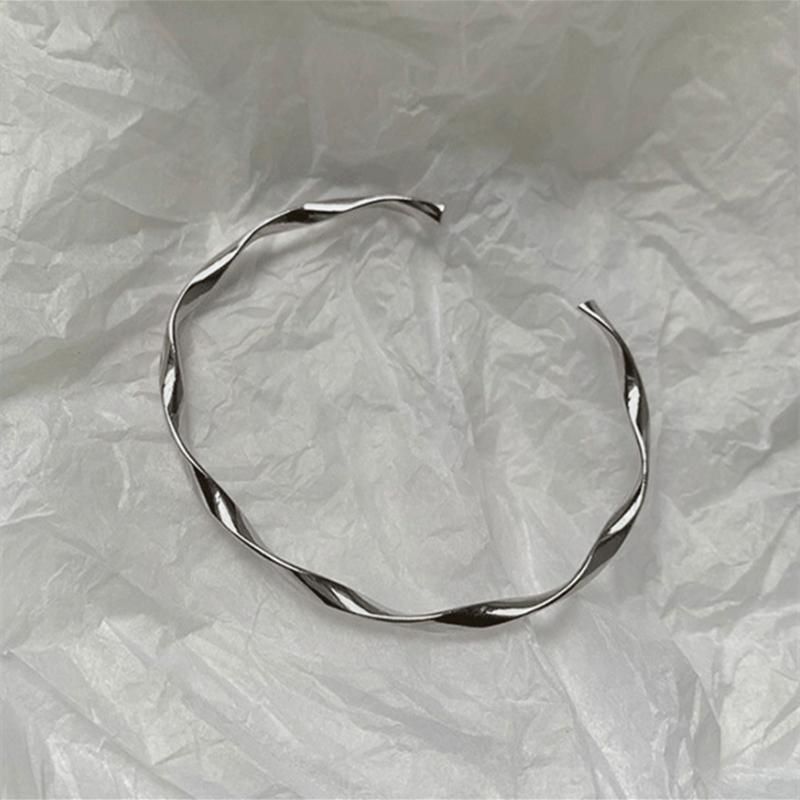 Bangle Open Silver Twisted Sterling