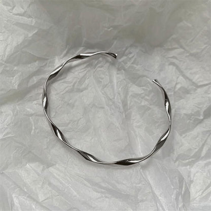 Bangle Open Silver Twisted Sterling