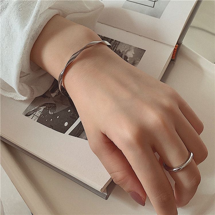 Bangle Open Silver Twisted Sterling