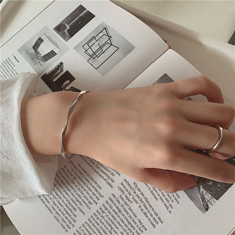 Bangle Open Silver Twisted Sterling