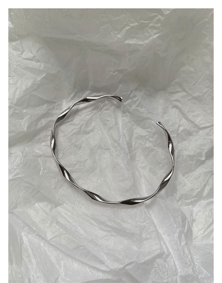 Bangle Open Silver Twisted Sterling