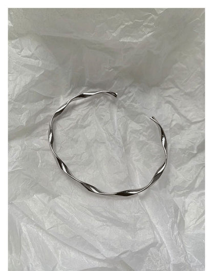 Bangle Open Silver Twisted Sterling