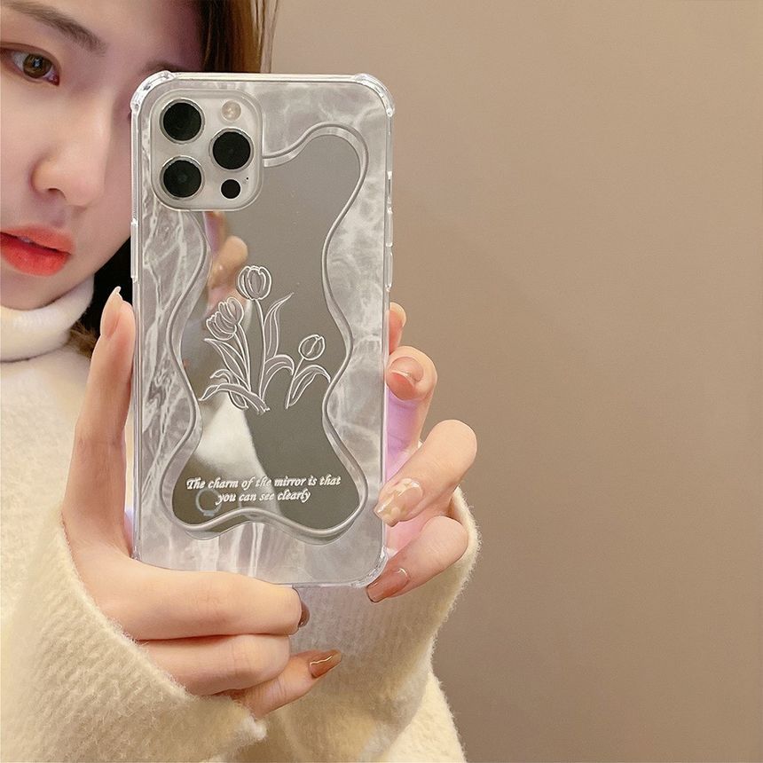 Mirrored Case Phone Flower