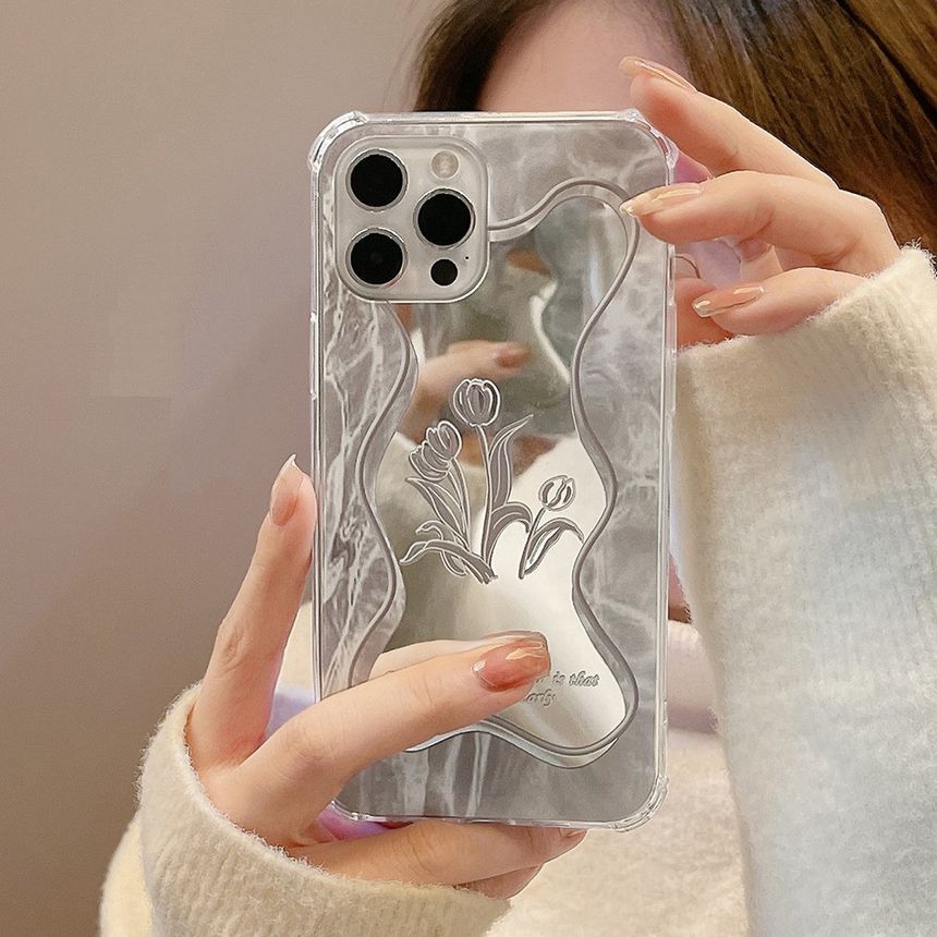 Mirrored Case Phone Flower