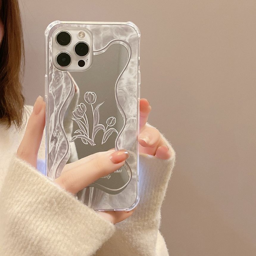 Mirrored Case Phone Flower