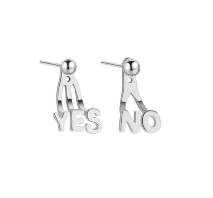 Lettering Asymmetrical Ear Jacket Silver Sterling
