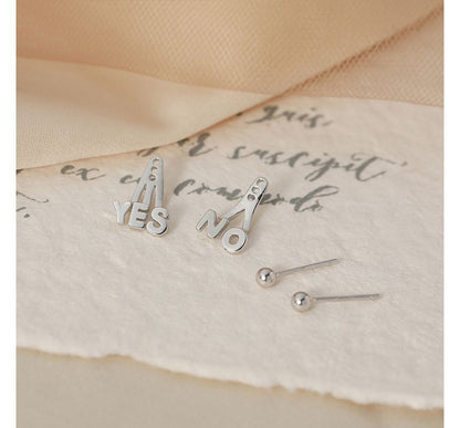Lettering Asymmetrical Ear Jacket Silver Sterling