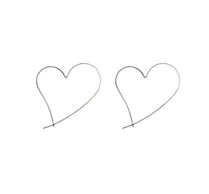 Silver Earring Sterling Heart Hoop