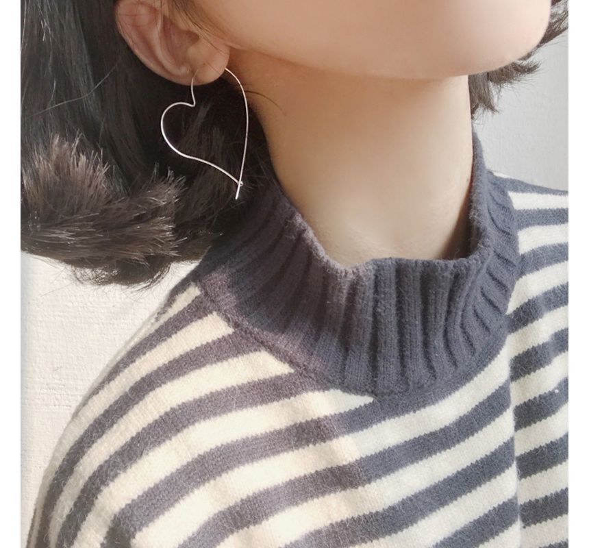 Silver Earring Sterling Heart Hoop