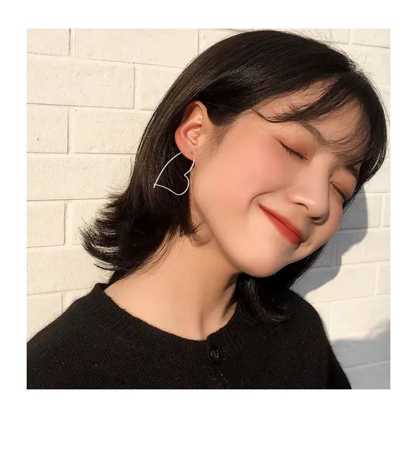 Silver Earring Sterling Heart Hoop