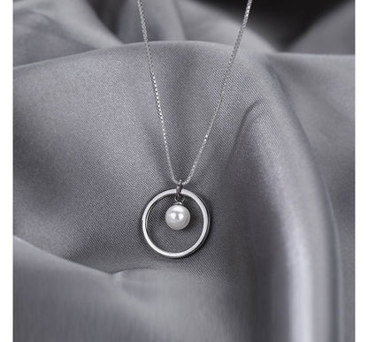 Pearl Faux Necklace Silver Sterling