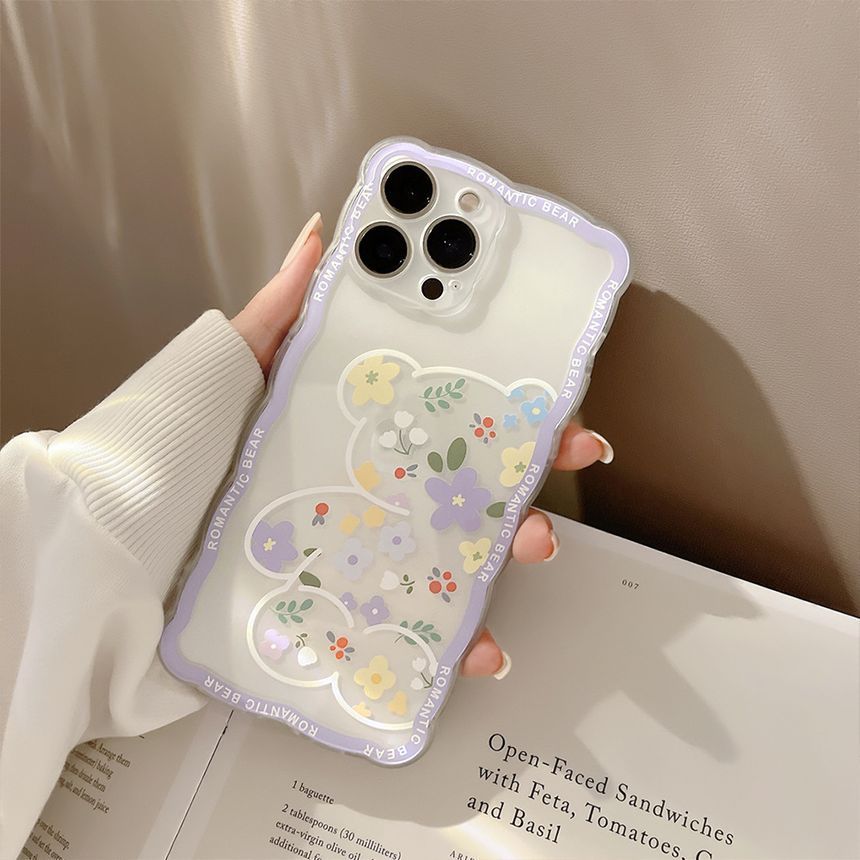 Bear Flower Phone Case Transparent