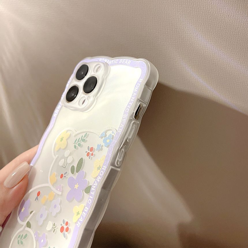Bear Flower Phone Case Transparent