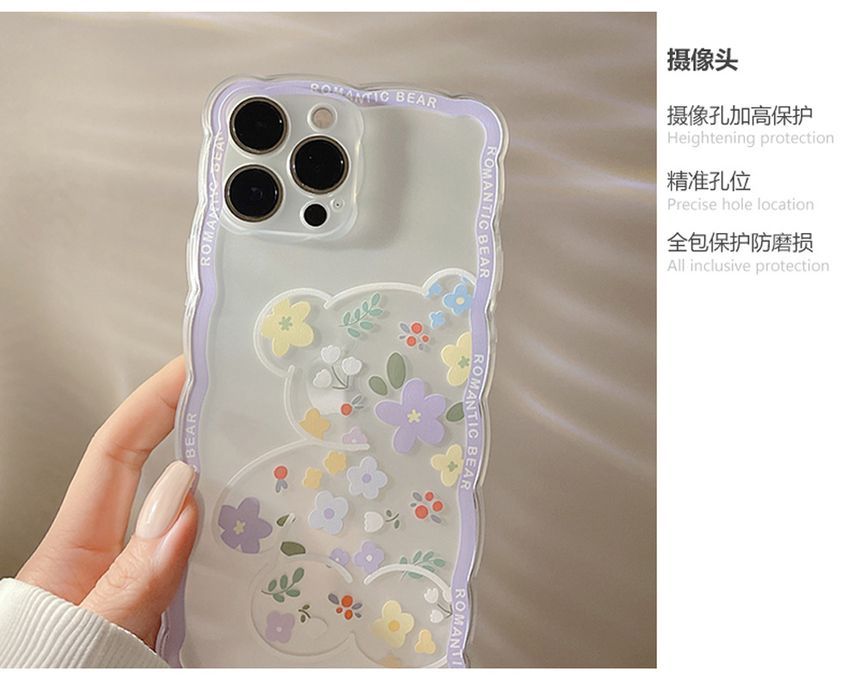 Bear Flower Phone Case Transparent