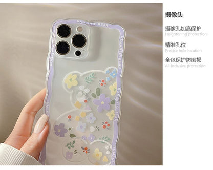 Bear Flower Phone Case Transparent