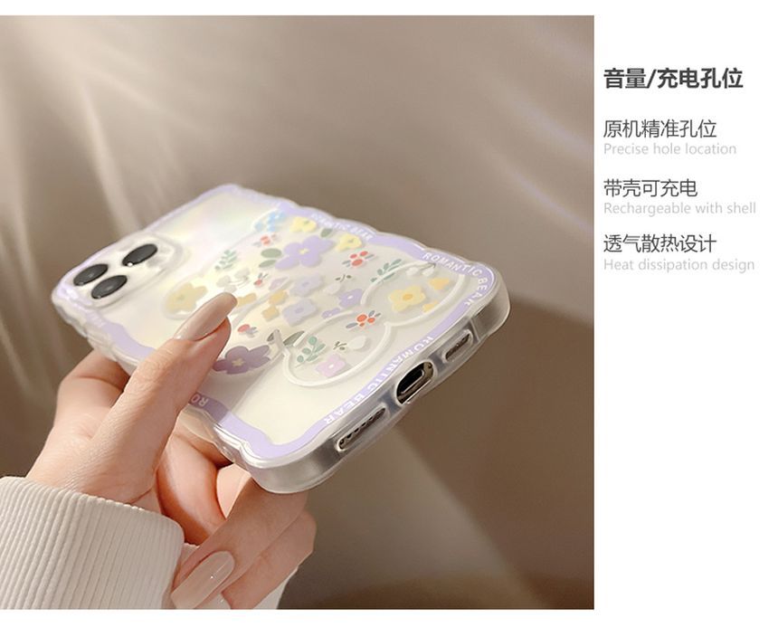 Bear Flower Phone Case Transparent