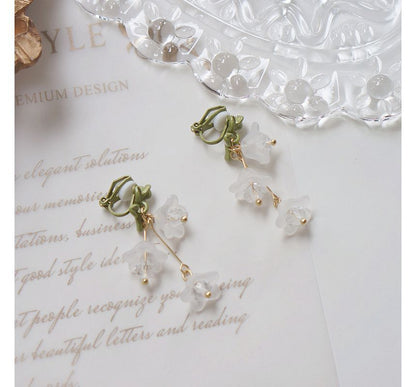 Flower Earring Drop Clip-On /