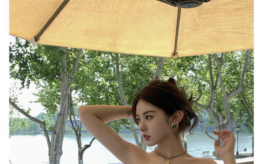 Strapless Floral Print Maxi A-Line Dress