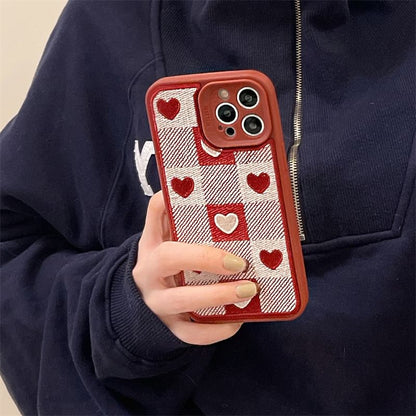 Heart Case Print Plaid Phone