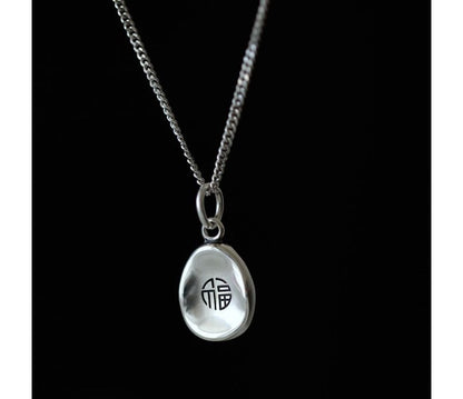 Necklace Silver Chinese Characters Pendant
