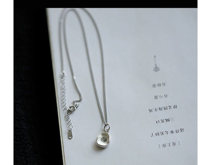 Necklace Silver Chinese Characters Pendant