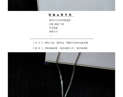 Necklace Silver Chinese Characters Pendant