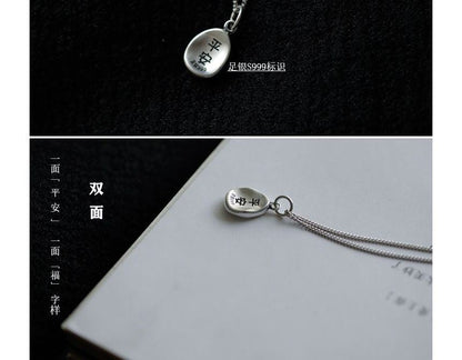 Necklace Silver Chinese Characters Pendant