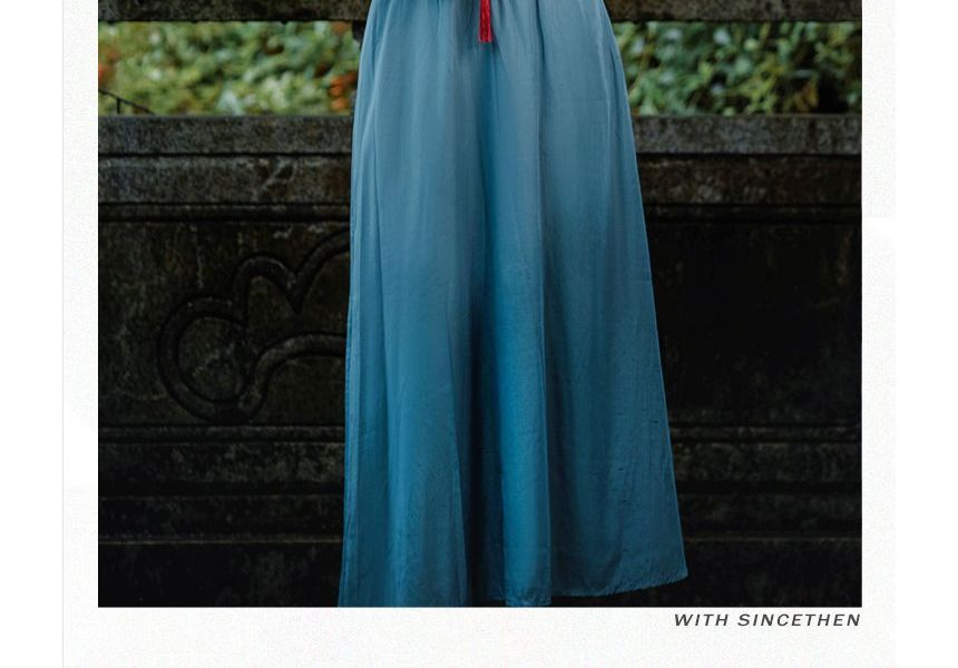 Spaghetti Strap Floral Panel Midi A-Line Dress / Plain Light Jacket / Set