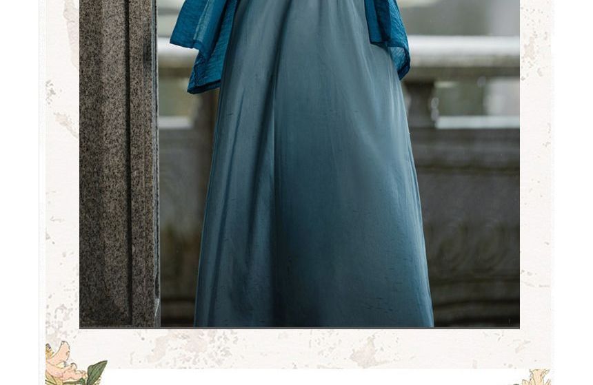 Spaghetti Strap Floral Panel Midi A-Line Dress / Plain Light Jacket / Set