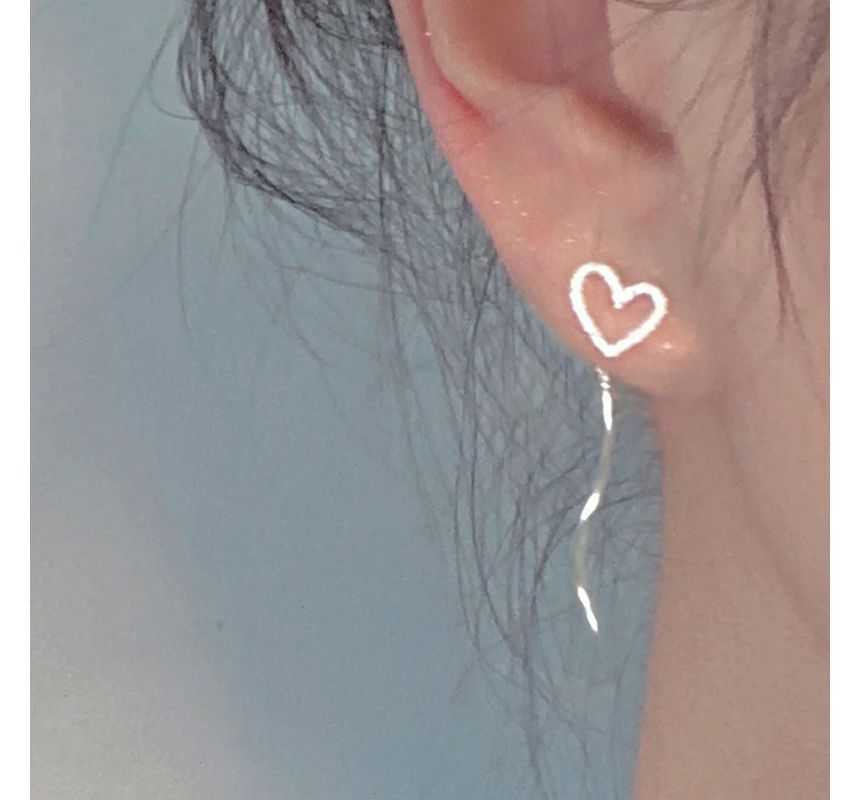 Silver Dangle Sterling Heart Earring