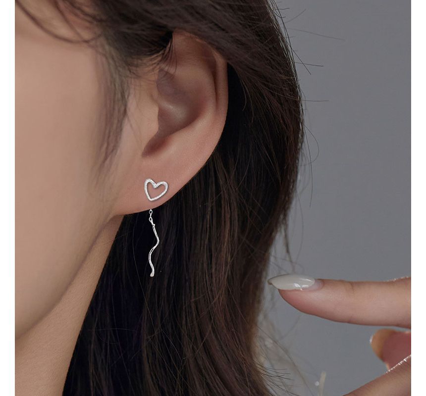 Silver Dangle Sterling Heart Earring