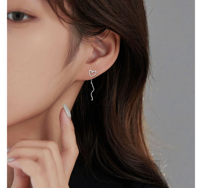 Silver Dangle Sterling Heart Earring