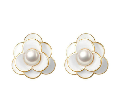 Faux Pearl Flower Earring Alloy