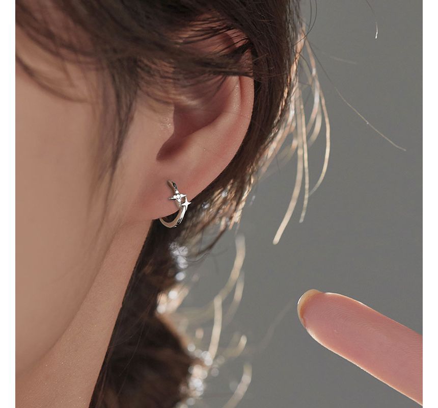 Hoop Earring Sterling Silver Star