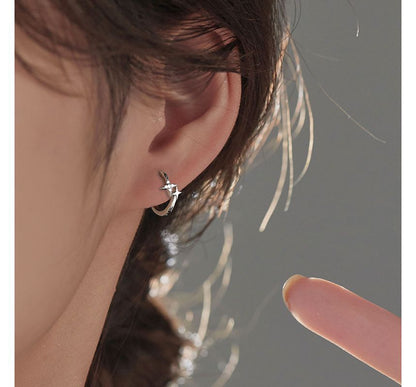 Hoop Earring Sterling Silver Star