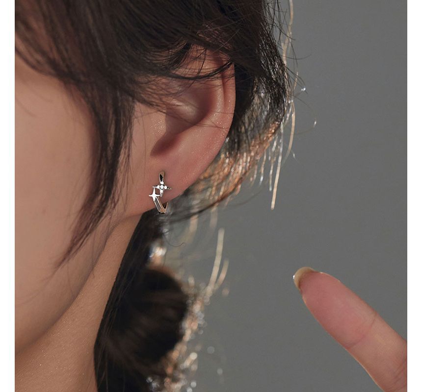 Hoop Earring Sterling Silver Star