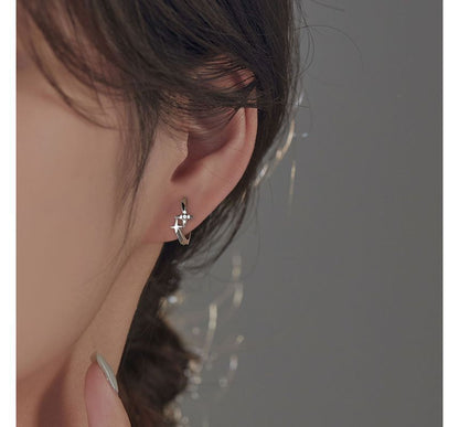 Hoop Earring Sterling Silver Star