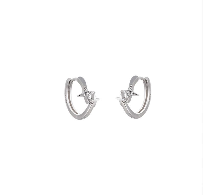 Hoop Earring Sterling Silver Star