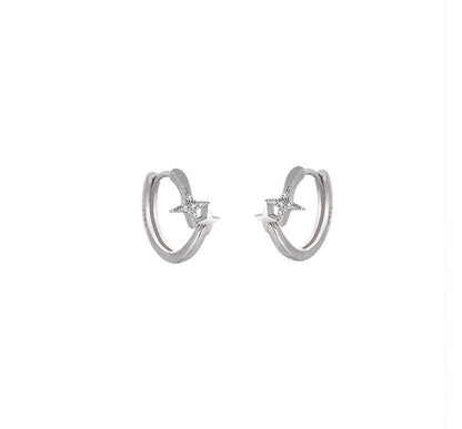 Hoop Earring Sterling Silver Star