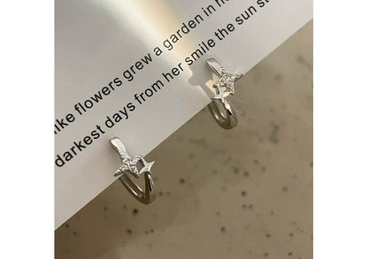 Hoop Earring Sterling Silver Star