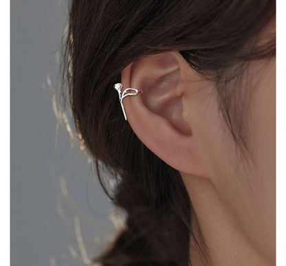 Earring Silver Cuff Rose Sterling