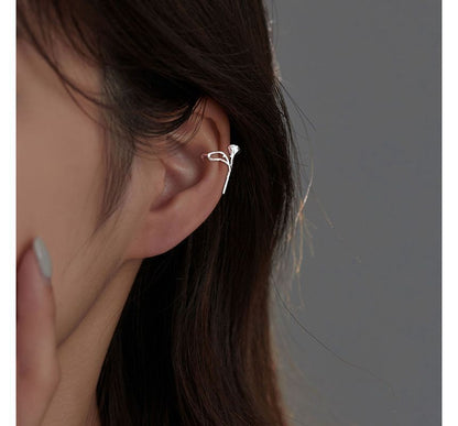 Earring Silver Cuff Rose Sterling