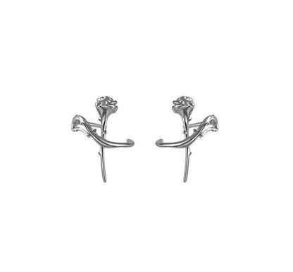Earring Silver Cuff Rose Sterling