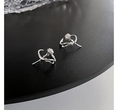 Earring Silver Cuff Rose Sterling