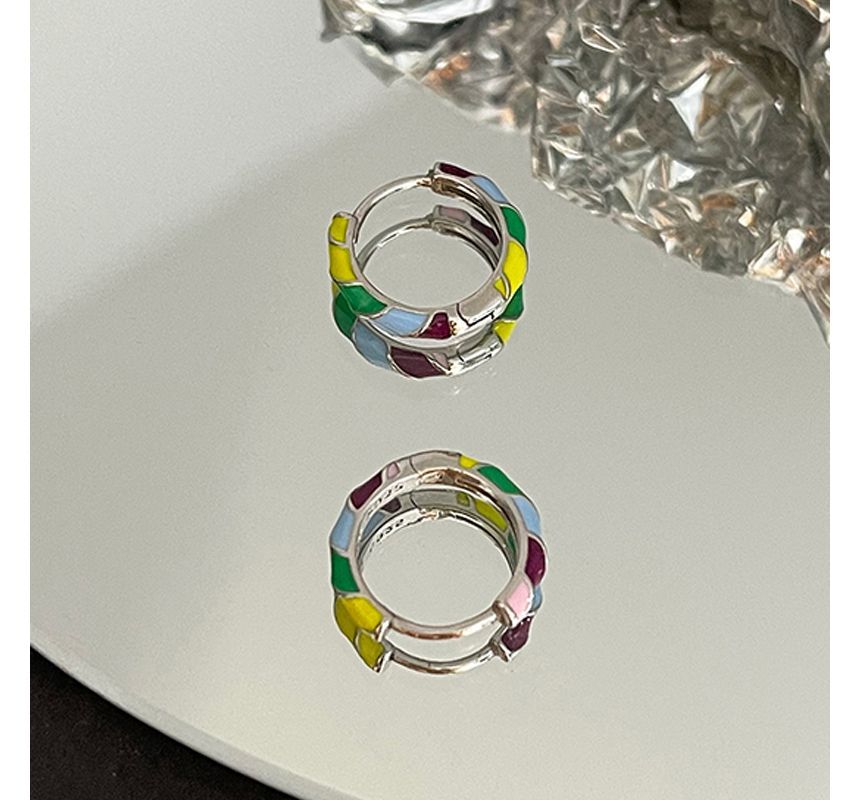 Earring Sterling Glaze Hoop Silver