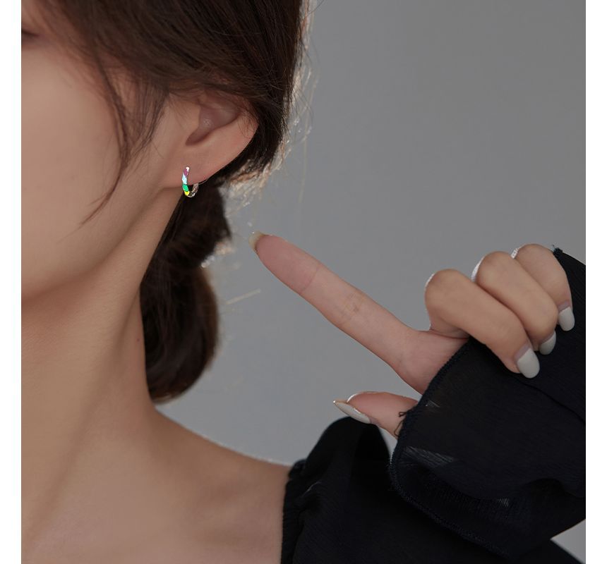 Earring Sterling Glaze Hoop Silver